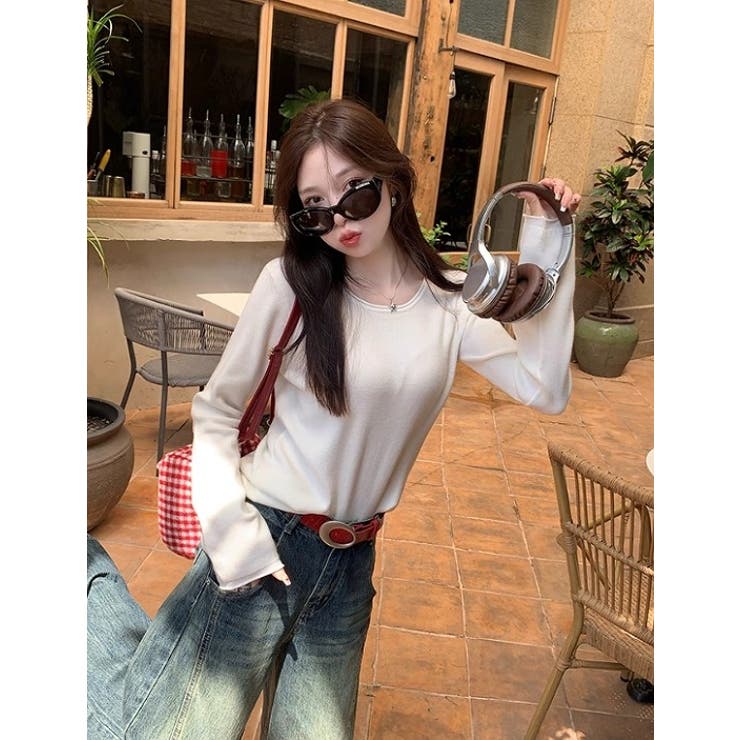 クルーネック無地長袖ニットトップス | Ulysses | 詳細画像3 