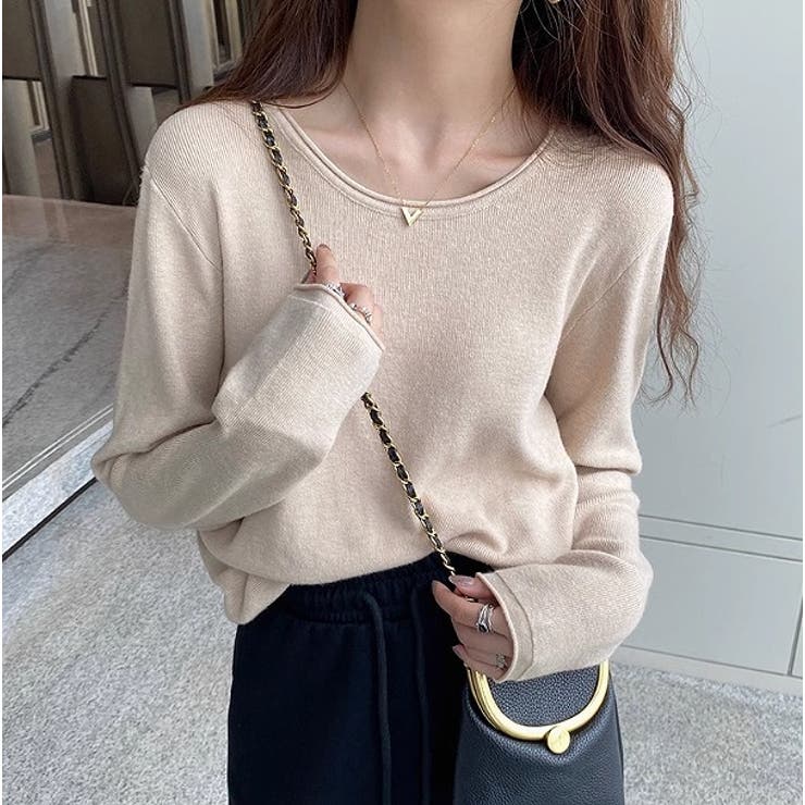 クルーネック無地長袖ニットトップス | Ulysses | 詳細画像6 