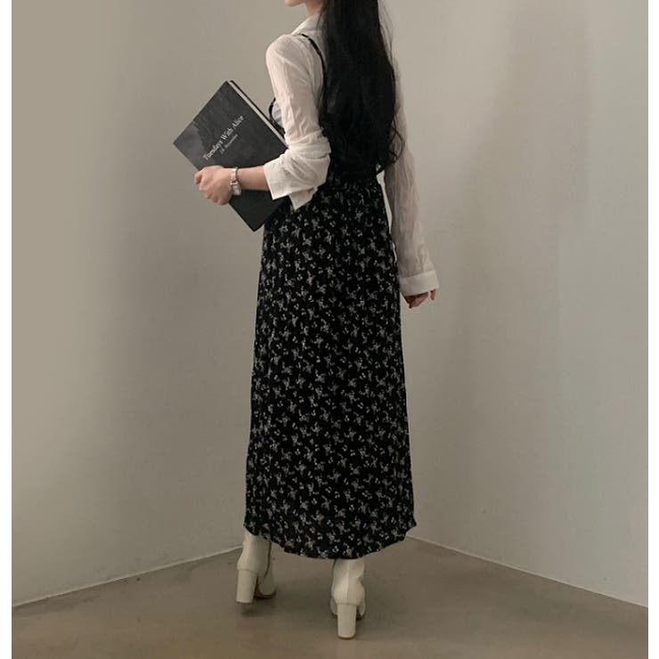 ブラック | 配色花柄キャミワンピース | Ulysses