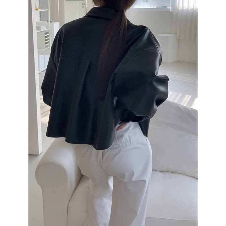 襟付きシングルブレストポケット付きPUジャケット | Ulysses | 詳細画像5 