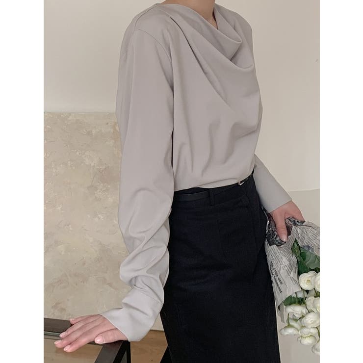 イレギュラーネックボタン付き無地トップス | Ulysses | 詳細画像5 