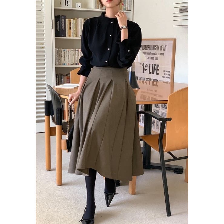 ハーフネックシングルブレストフレア袖無地トップス | Ulysses | 詳細画像5 