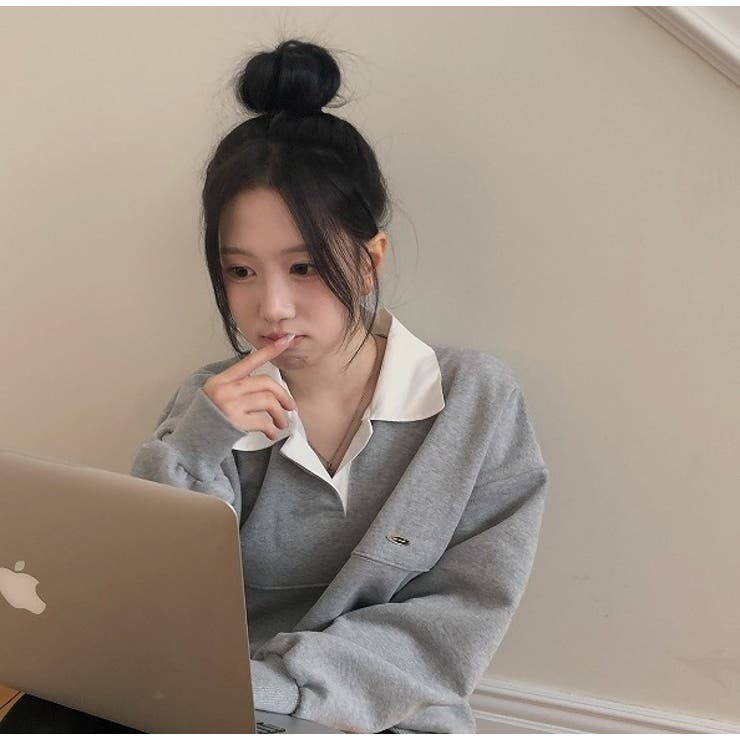 襟付き配色長袖トレーナー | Ulysses | 詳細画像3 