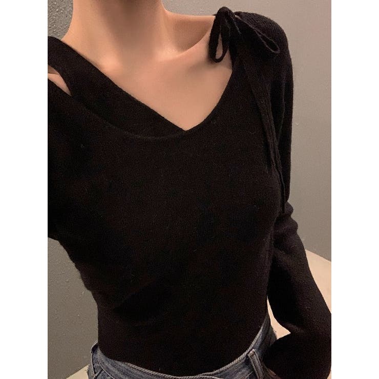 レイヤード風リボン無地ニットトップス | Ulysses | 詳細画像8 