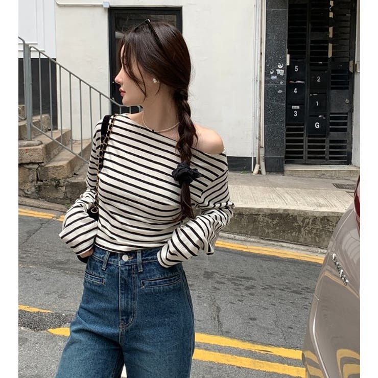 ボートネックオフショルボーダー配色トップス | Ulysses | 詳細画像2 