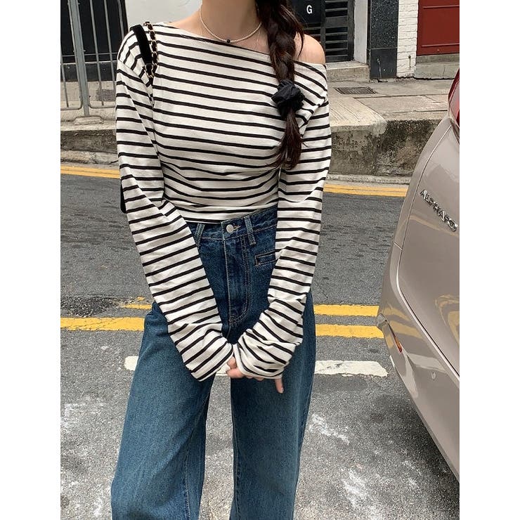 ボートネックオフショルボーダー配色トップス | Ulysses | 詳細画像4 