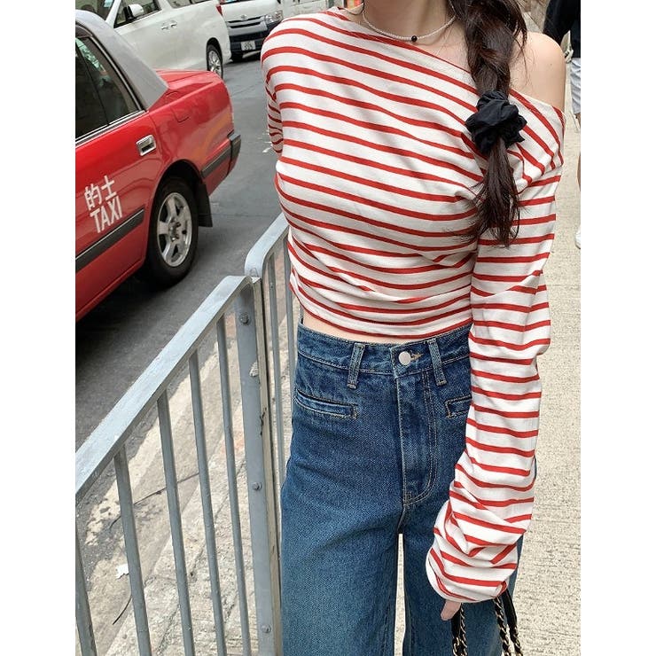 ボートネックオフショルボーダー配色トップス | Ulysses | 詳細画像5 