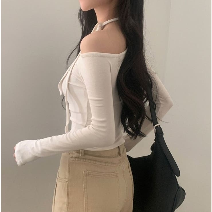 ボートネックオフショルリボン無地トップス | Ulysses | 詳細画像2 