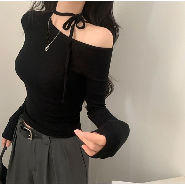 ボートネックオフショルリボン無地トップス | Ulysses | 詳細画像9 