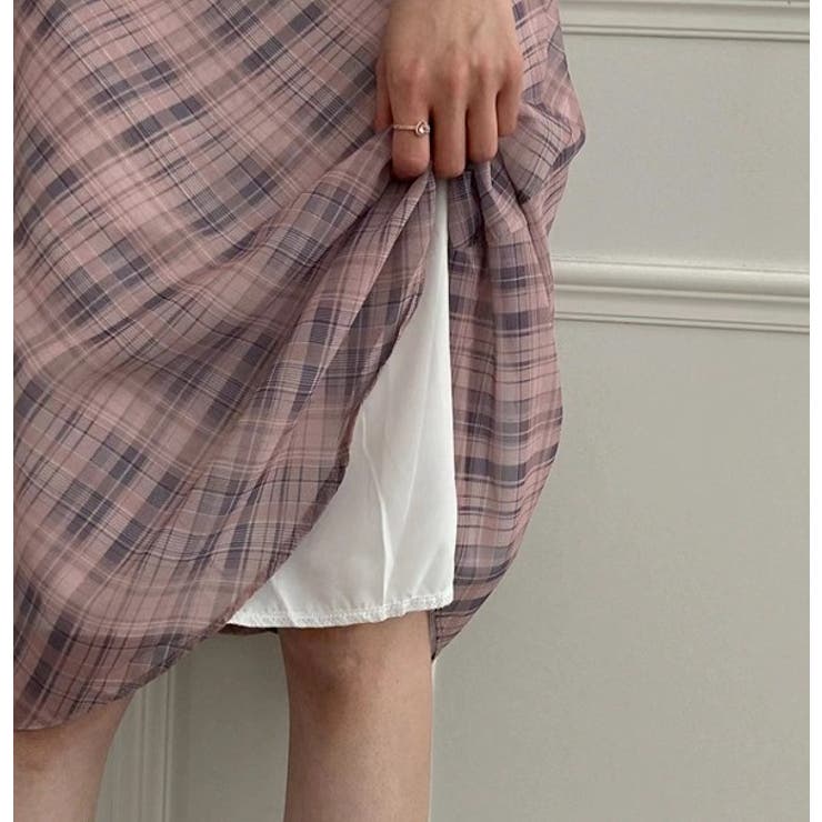 ハイウエストリボンタイチェック柄チュールスカート | Ulysses | 詳細画像7 