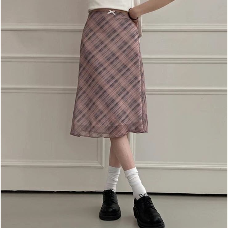 ハイウエストリボンタイチェック柄チュールスカート | Ulysses | 詳細画像8 