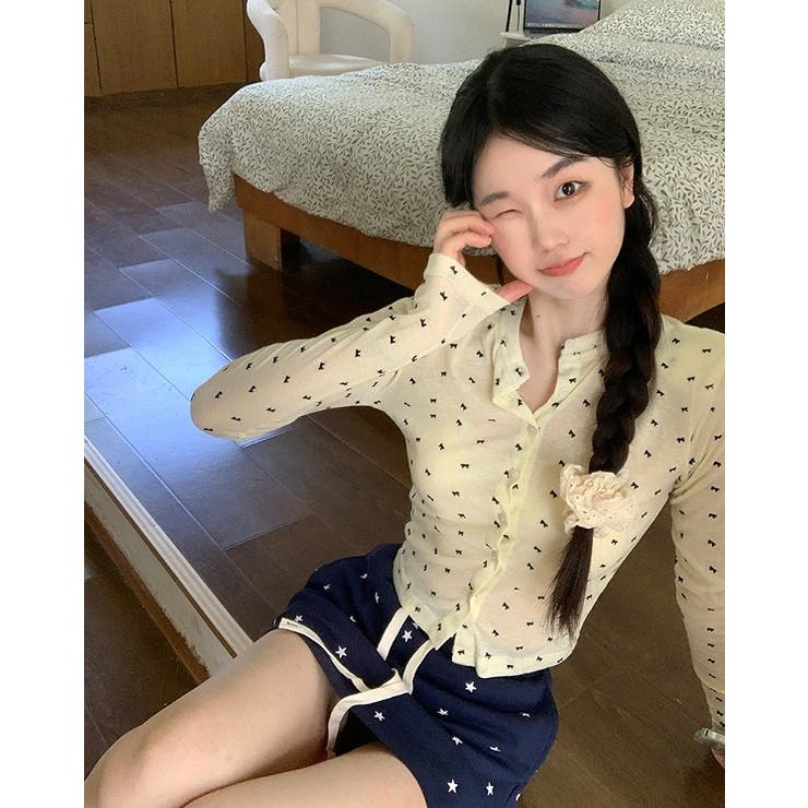 ハーフネックシングルブレスト花柄トップス | Ulysses | 詳細画像2 