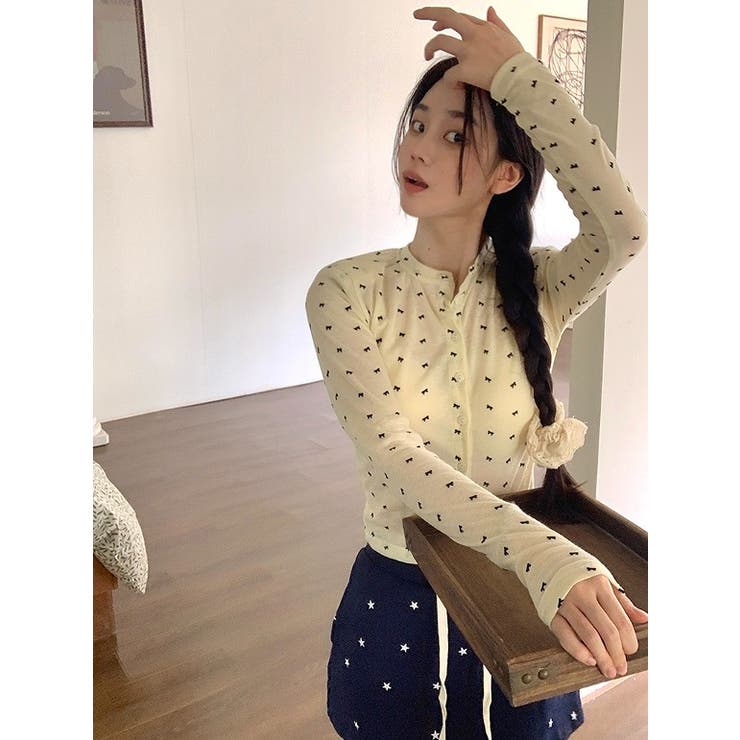 ハーフネックシングルブレスト花柄トップス | Ulysses | 詳細画像3 