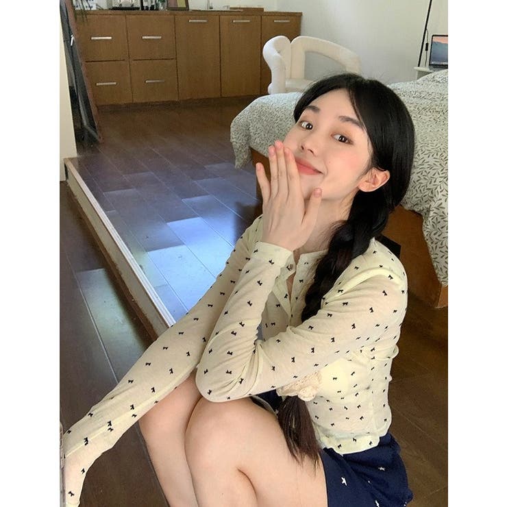 ハーフネックシングルブレスト花柄トップス | Ulysses | 詳細画像4 