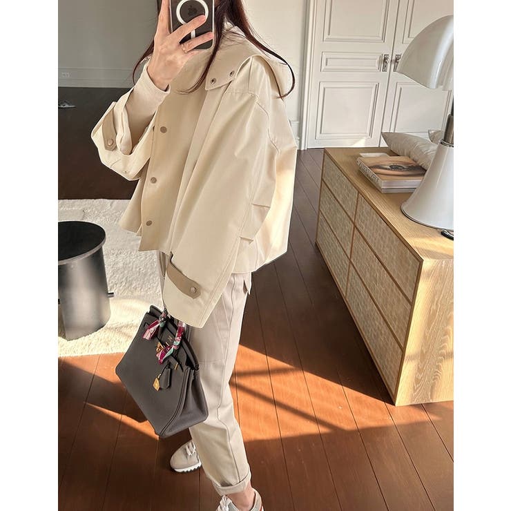 フード付きシングルブレスト無地ショットコート | Ulysses | 詳細画像2 