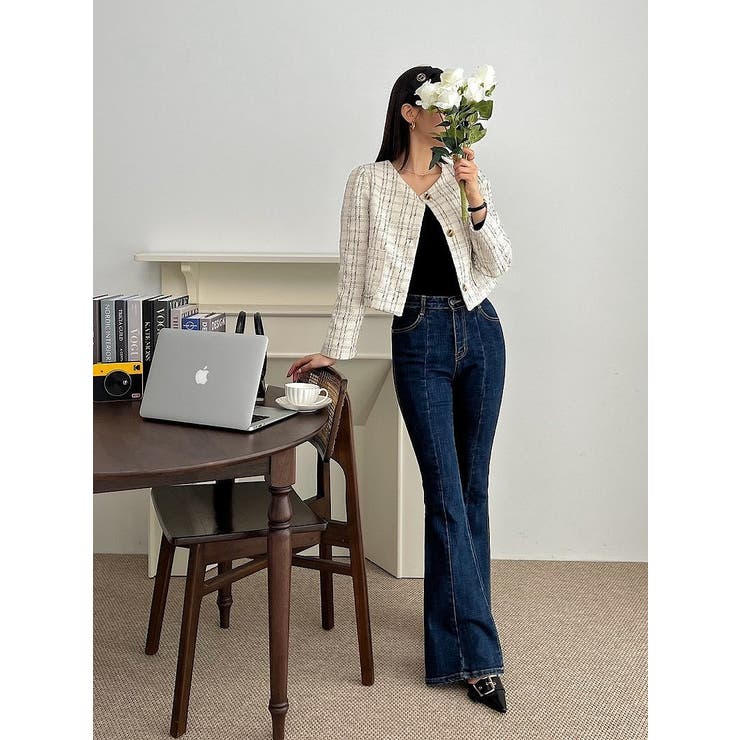 クルーネックシングルブレストチェック柄ジャケット | Ulysses | 詳細画像6 