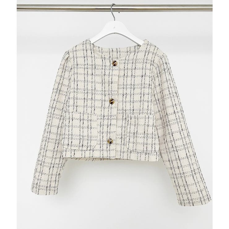 クルーネックシングルブレストチェック柄ジャケット | Ulysses | 詳細画像12 