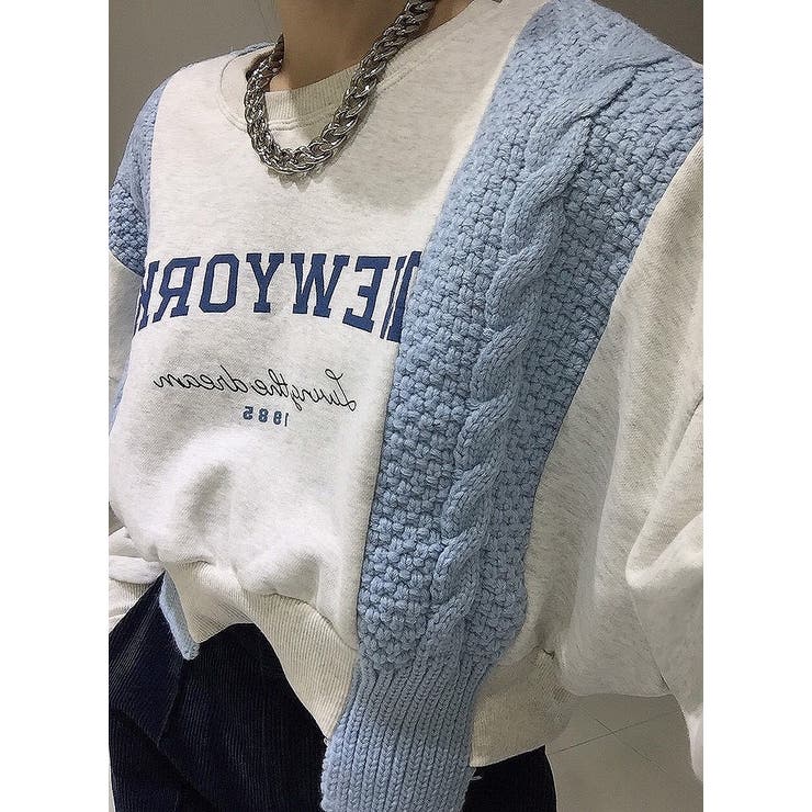 クルーネックニットドッキングスウェットトレーナー | Ulysses | 詳細画像3 