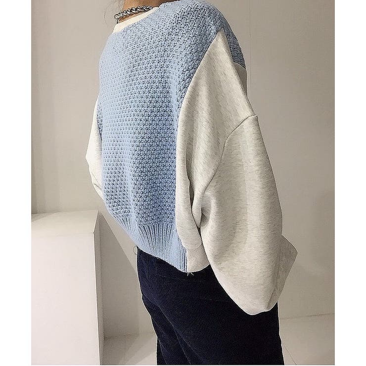 クルーネックニットドッキングスウェットトレーナー | Ulysses | 詳細画像4 