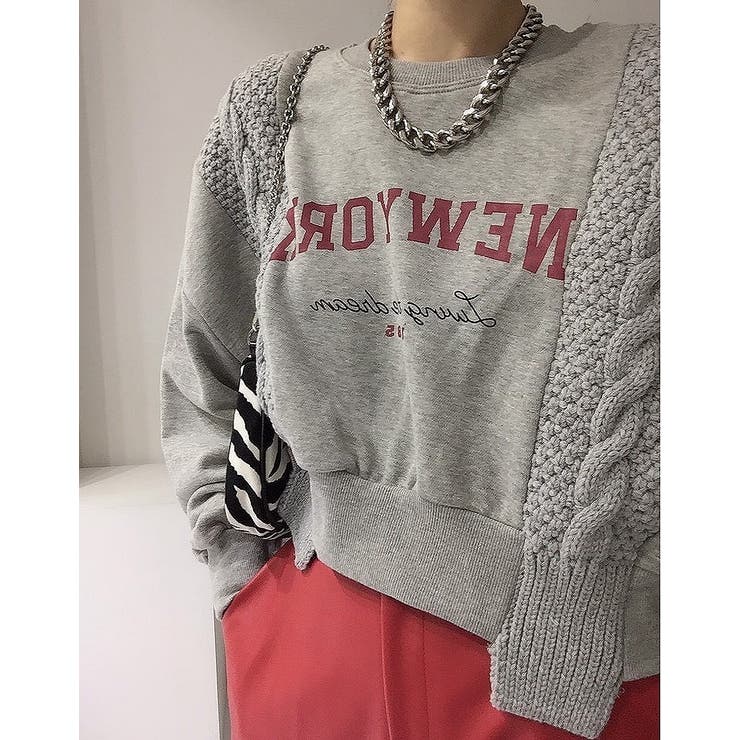 クルーネックニットドッキングスウェットトレーナー | Ulysses | 詳細画像6 