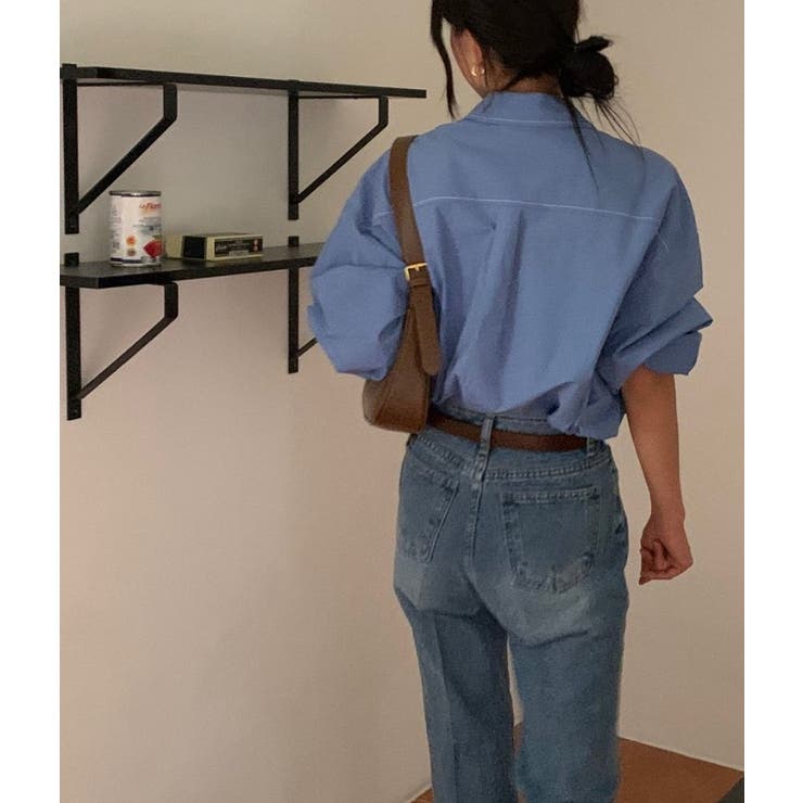 Vネック襟付きポケット付きシングルブレスト無地シャツ | Ulysses | 詳細画像5 