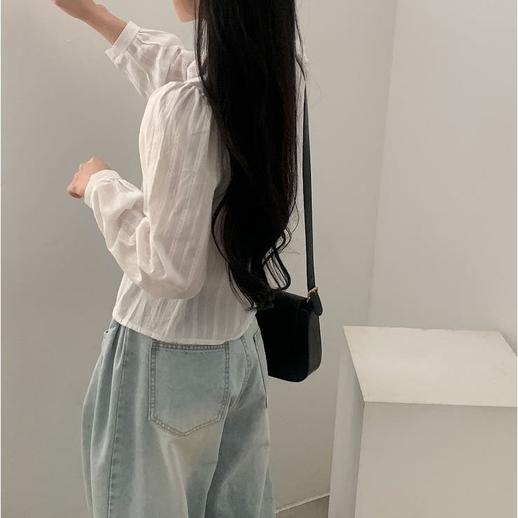 クルーネックリボンシングルブレスト無地トップス | Ulysses | 詳細画像2 