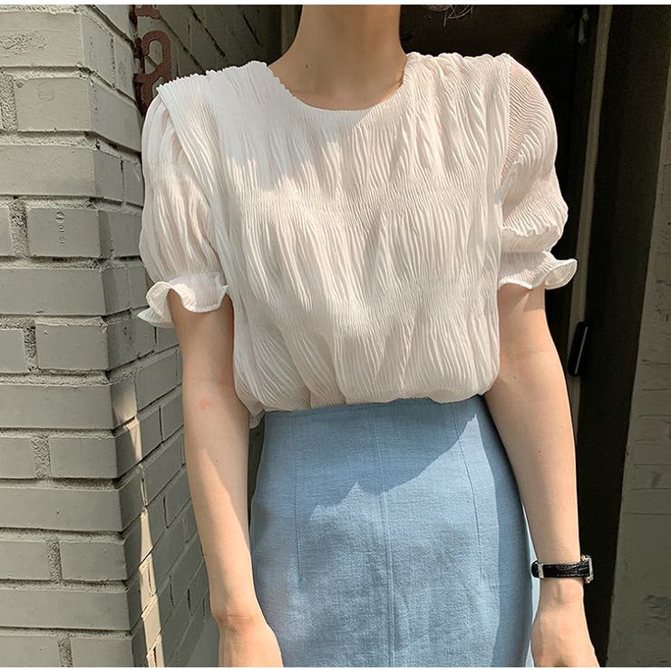 クルーネック半袖無地チュールトップス | Ulysses | 詳細画像1 