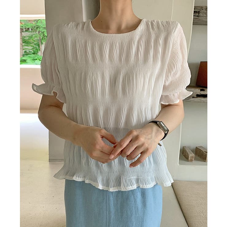 クルーネック半袖無地チュールトップス | Ulysses | 詳細画像6 