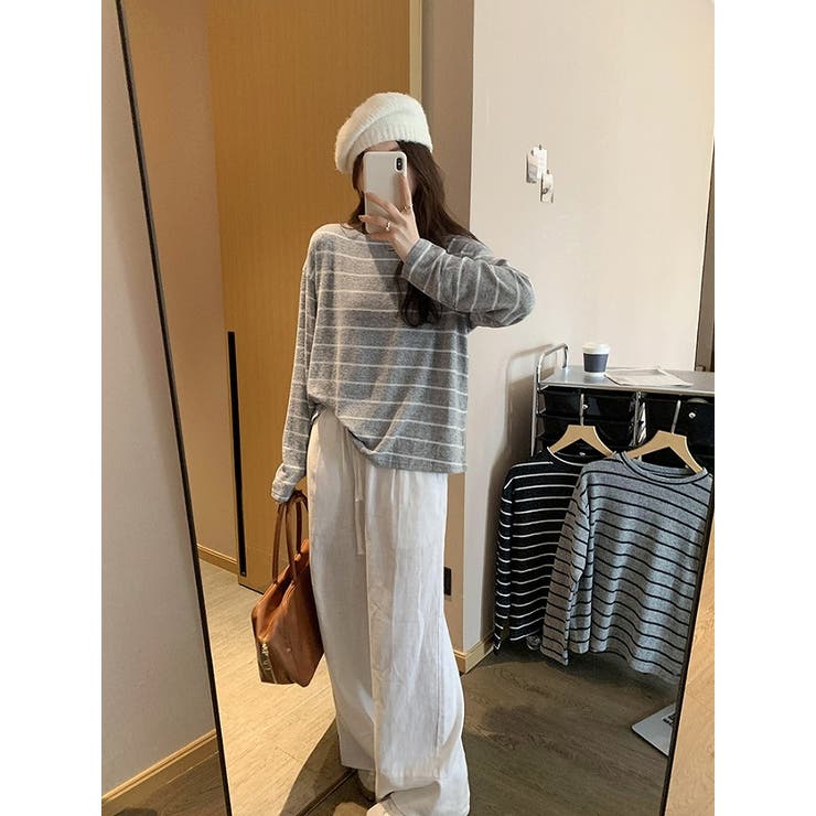 クルーネック長袖ボーダートップス | Ulysses | 詳細画像1 