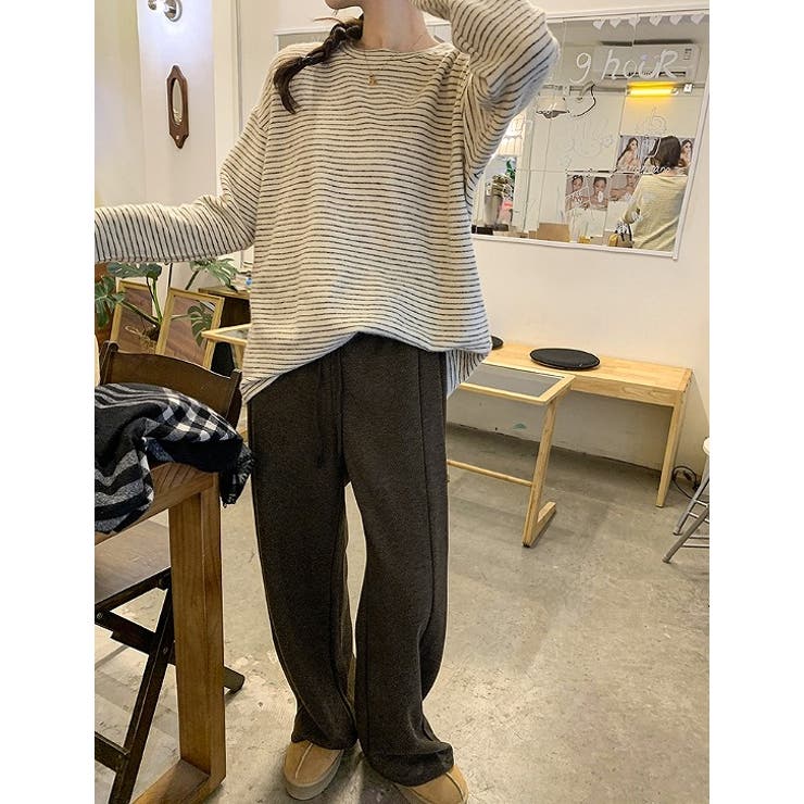 クルーネックドロップドショルダースリーブボーダートップス | Ulysses | 詳細画像2 