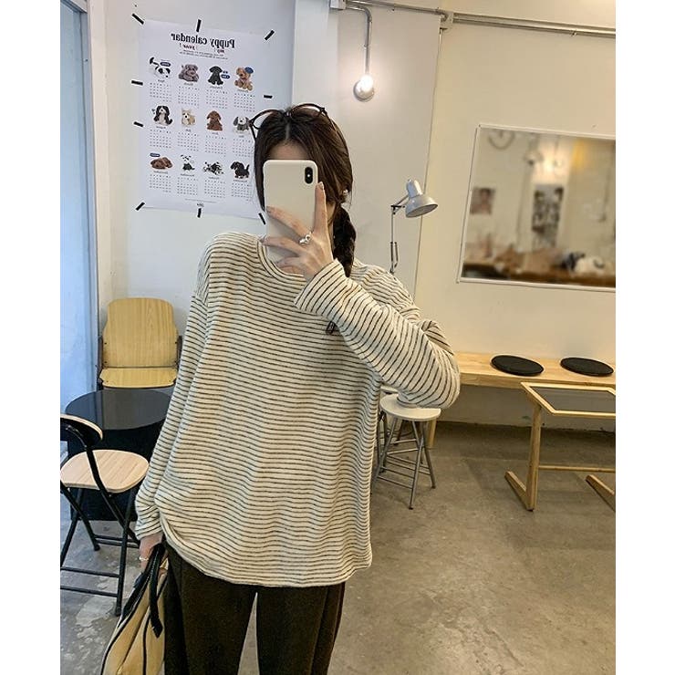 クルーネックドロップドショルダースリーブボーダートップス | Ulysses | 詳細画像4 