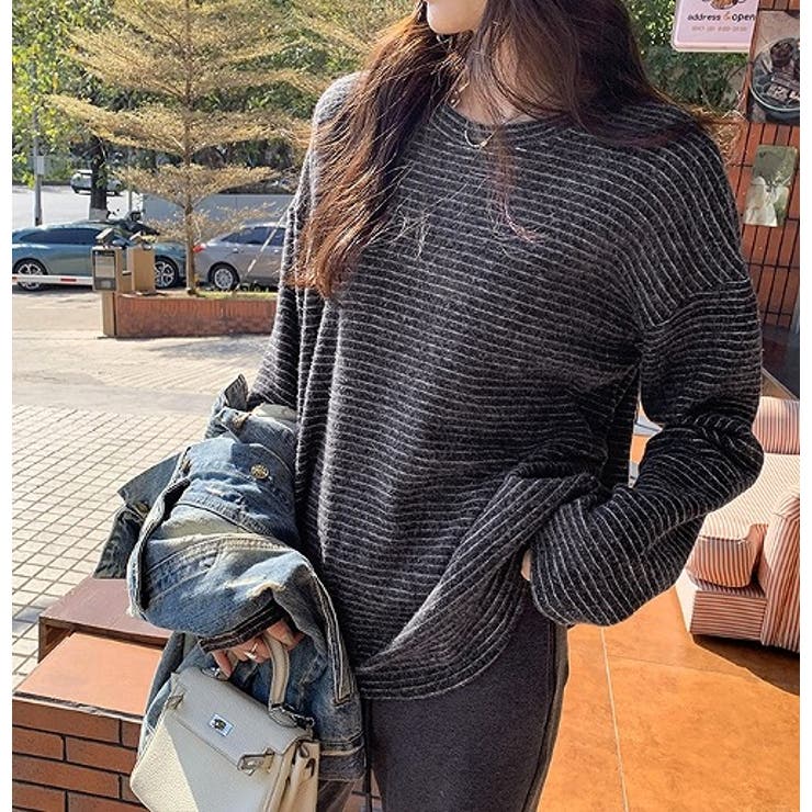 クルーネックドロップドショルダースリーブボーダートップス | Ulysses | 詳細画像8 