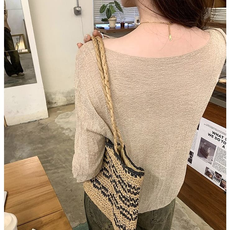 ボートネック長袖透ける無地トップス | Ulysses | 詳細画像4 