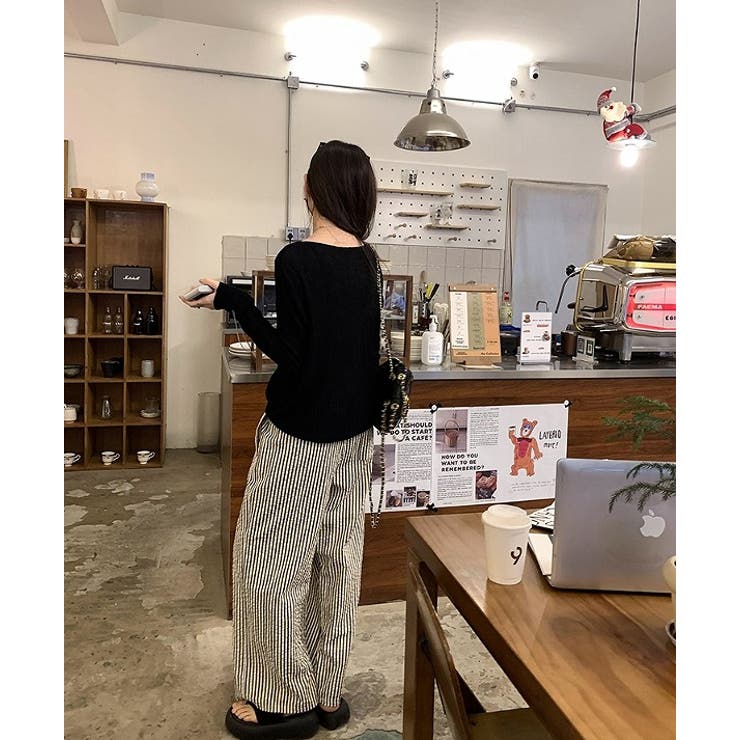 ボートネック長袖透ける無地トップス | Ulysses | 詳細画像8 