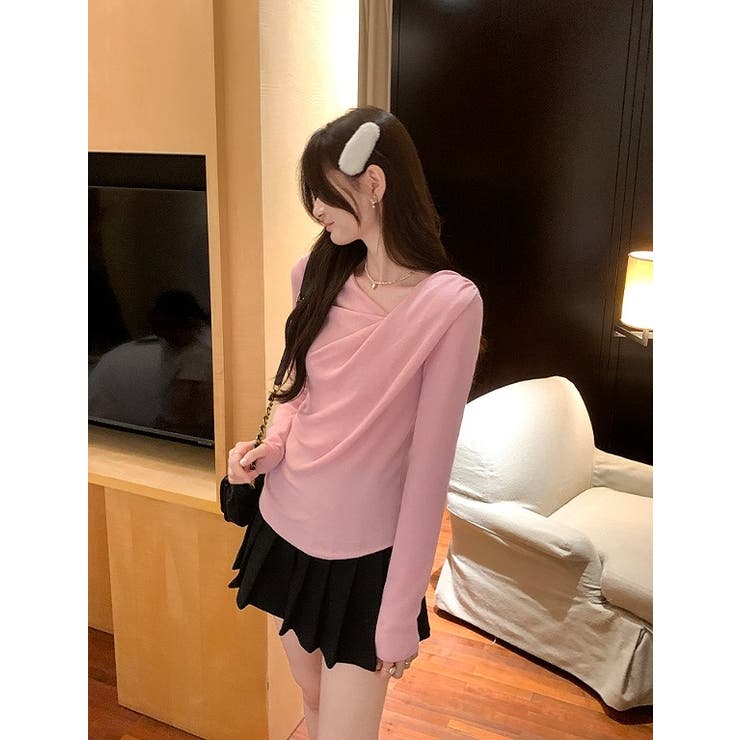 デザインイレギュラー長袖無地トップス | Ulysses | 詳細画像3 