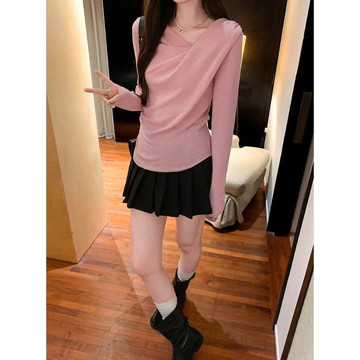 デザインイレギュラー長袖無地トップス | Ulysses | 詳細画像4 