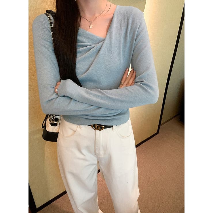 デザインイレギュラー長袖無地トップス | Ulysses | 詳細画像5 