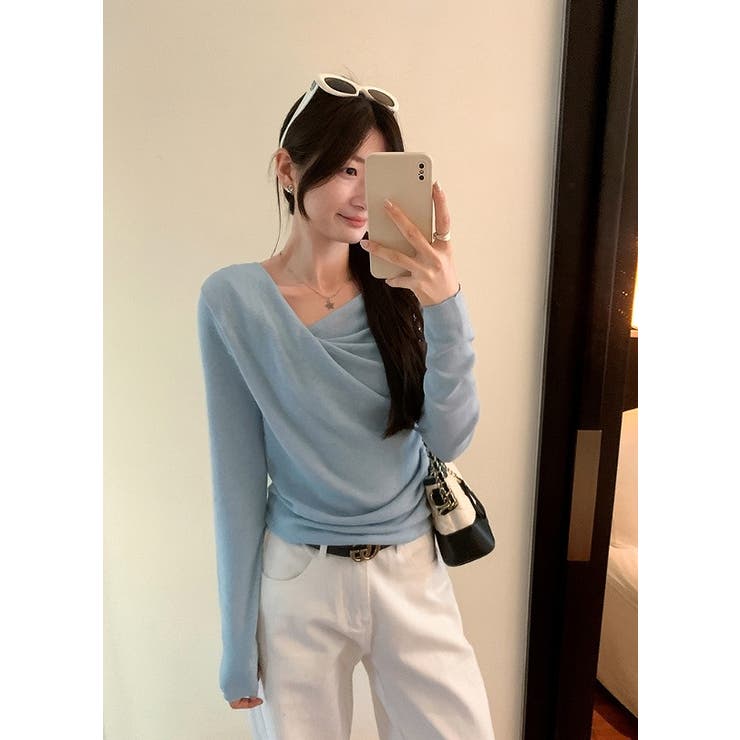 デザインイレギュラー長袖無地トップス | Ulysses | 詳細画像6 