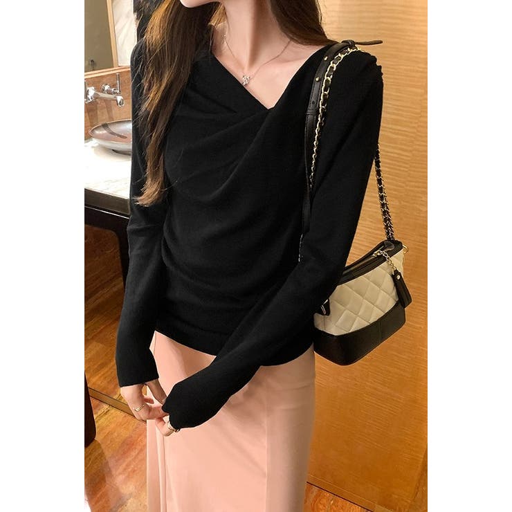 デザインイレギュラー長袖無地トップス | Ulysses | 詳細画像8 