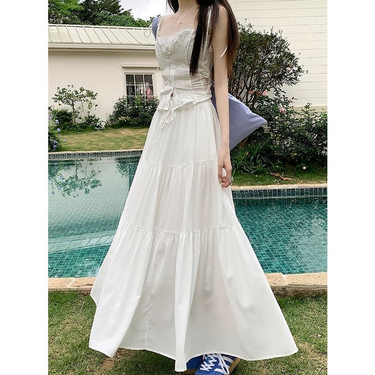 ハイウエストひもがあるポケット付き無地スカート | Ulysses | 詳細画像3 