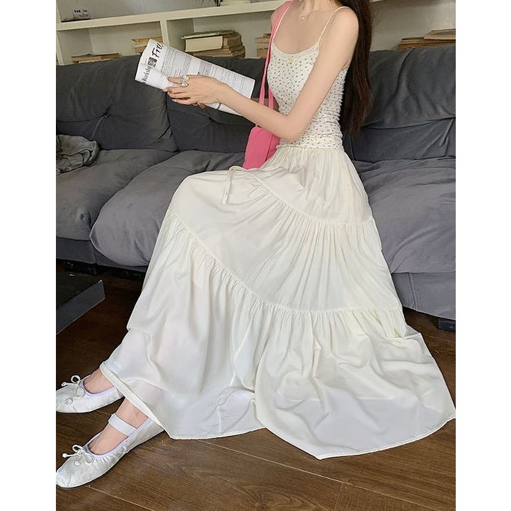 ハイウエストひもがあるポケット付き無地スカート | Ulysses | 詳細画像4 