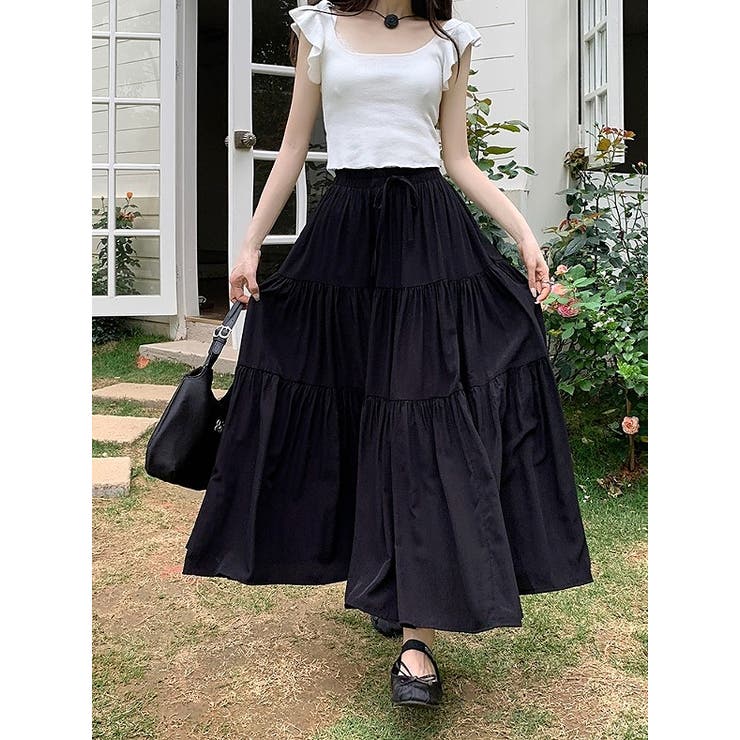 ハイウエストひもがあるポケット付き無地スカート | Ulysses | 詳細画像7 