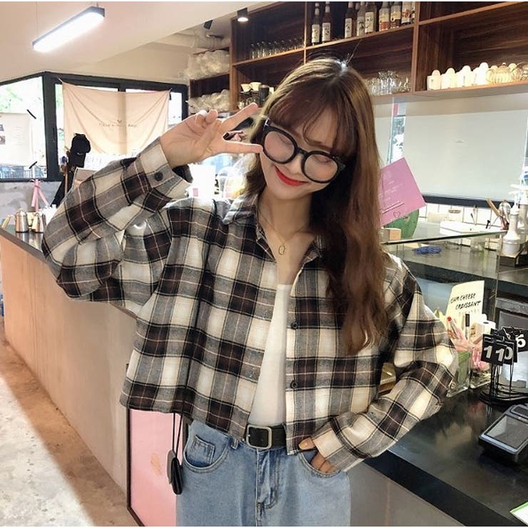 ブラウン | 襟付きシングルブレストチェック柄ショートシャツ | Ulysses