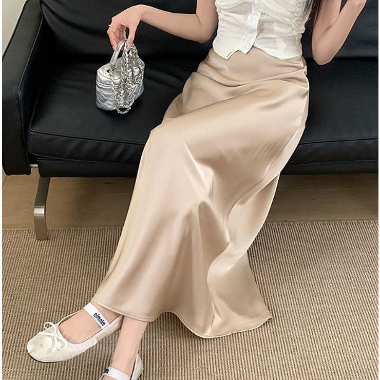 ベージュ | ハイウエスト無地マーメイド フィッシュテールススカート | Ulysses