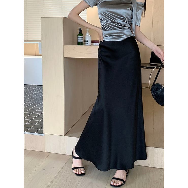 ブラック | ハイウエスト無地マーメイド フィッシュテールススカート | Ulysses