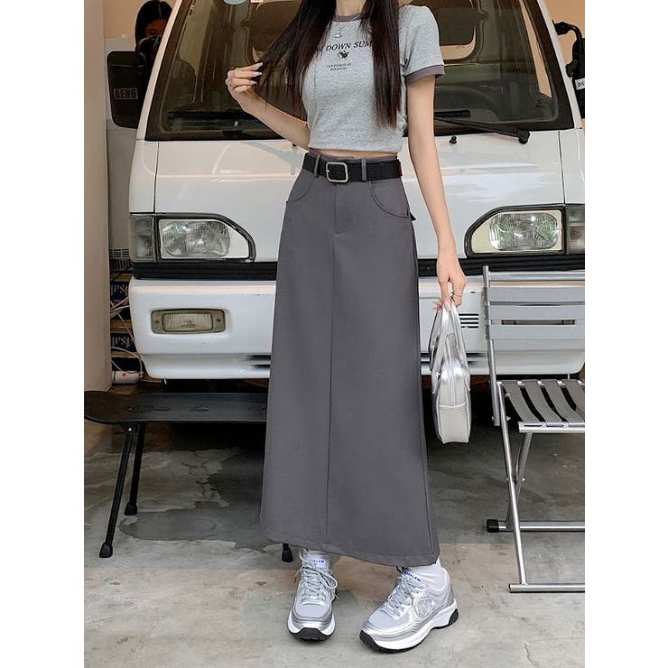 ハイウエストベルト付きポケット付き無地スカート | Ulysses | 詳細画像1 