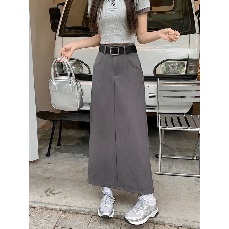 ハイウエストベルト付きポケット付き無地スカート | Ulysses | 詳細画像3 