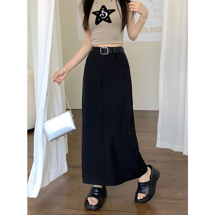 ハイウエストベルト付きポケット付き無地スカート | Ulysses | 詳細画像5 