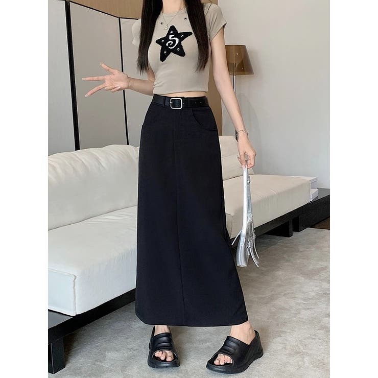 ハイウエストベルト付きポケット付き無地スカート | Ulysses | 詳細画像7 