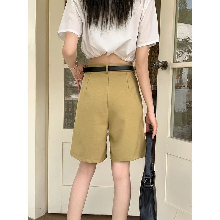 ハイウエストベルト付き無地ショートパンツ | Ulysses | 詳細画像4 